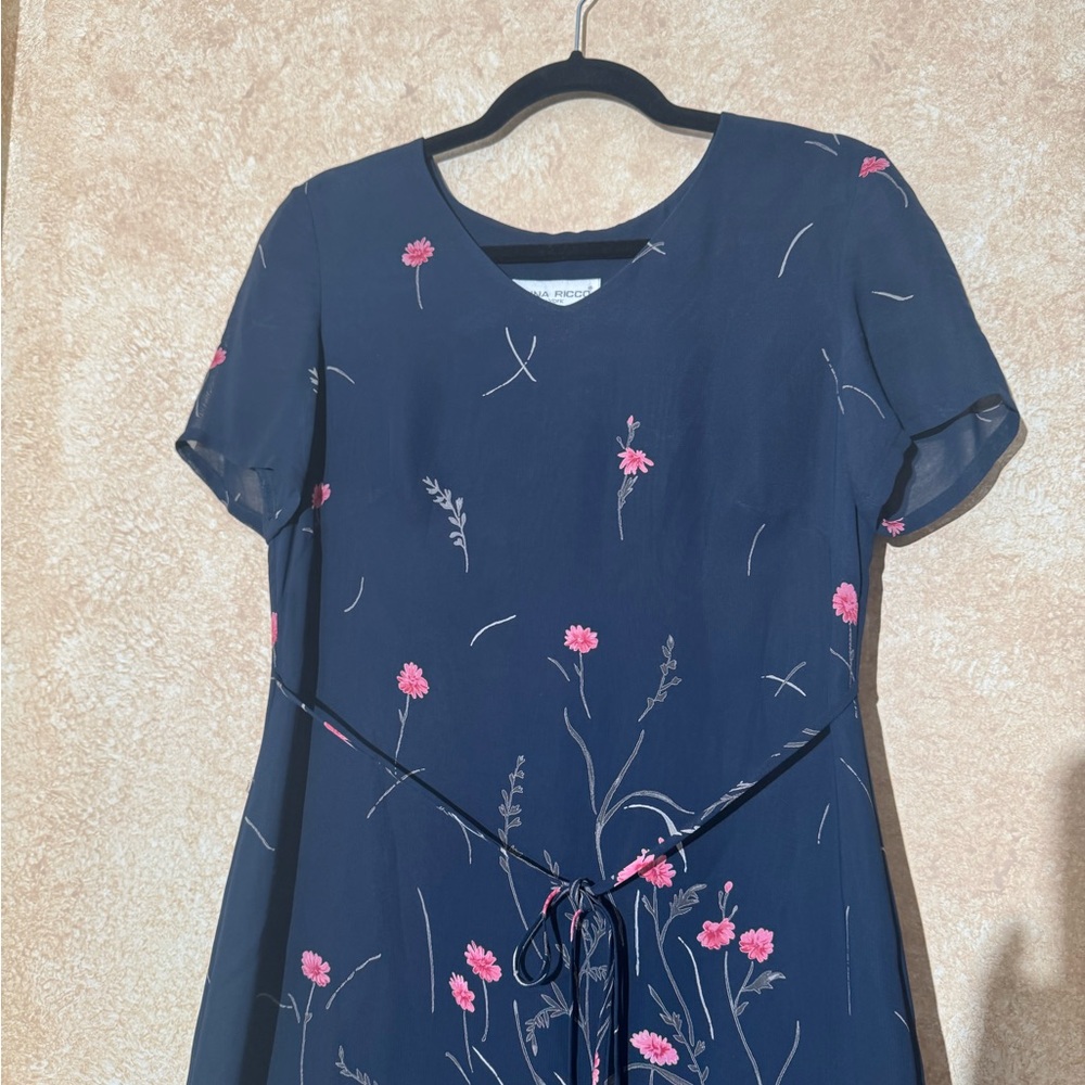 Donna Ricco Blue floral pattern Maxi Dress size:6P
